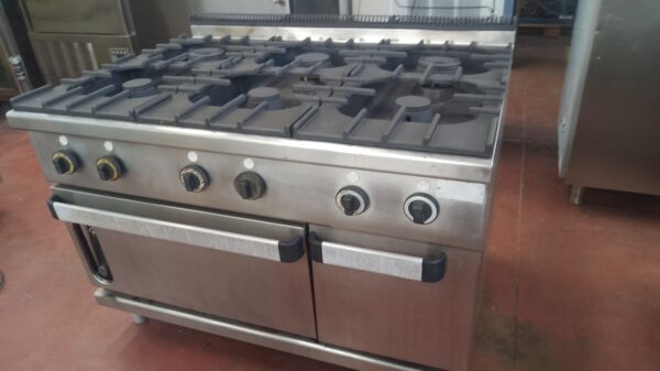 CUCINA GAS 6 FUOCHI CON FORNO e SCALDAVIVANDE